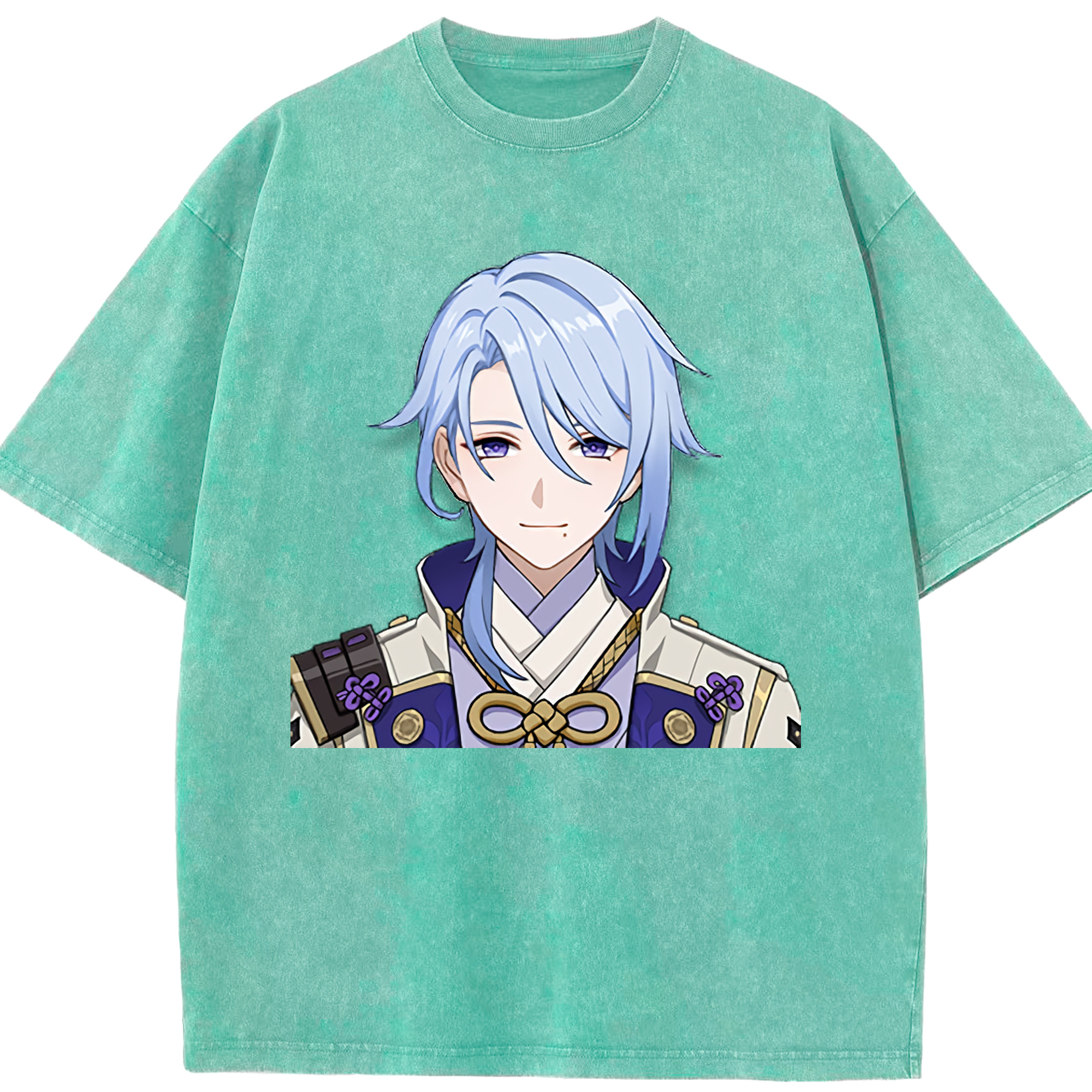 げんし神 神里綾人 かみさとあやと genshin Kamisato Ayato 綿100% ヴィンテージ風 半袖Tシャツ（フロントプリント）